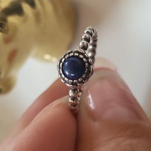 Pandora navy blue stone ring size 56/ 7.5